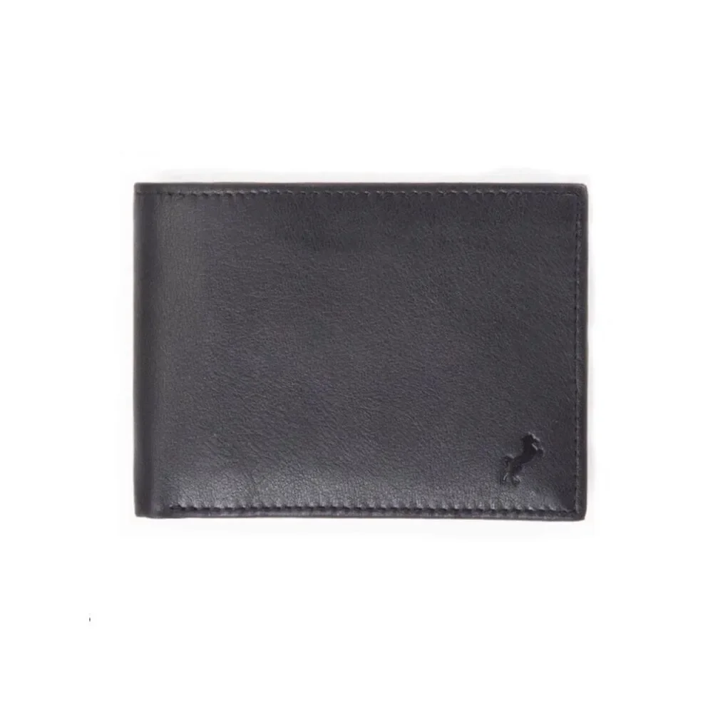 FIONTE RFID Black Men’s Genuine Leather Protected Billfold Bifold Wallet